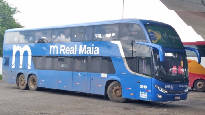 MG: Ônibus da Real Maia sofre acidente na Rodoviária de Uberaba